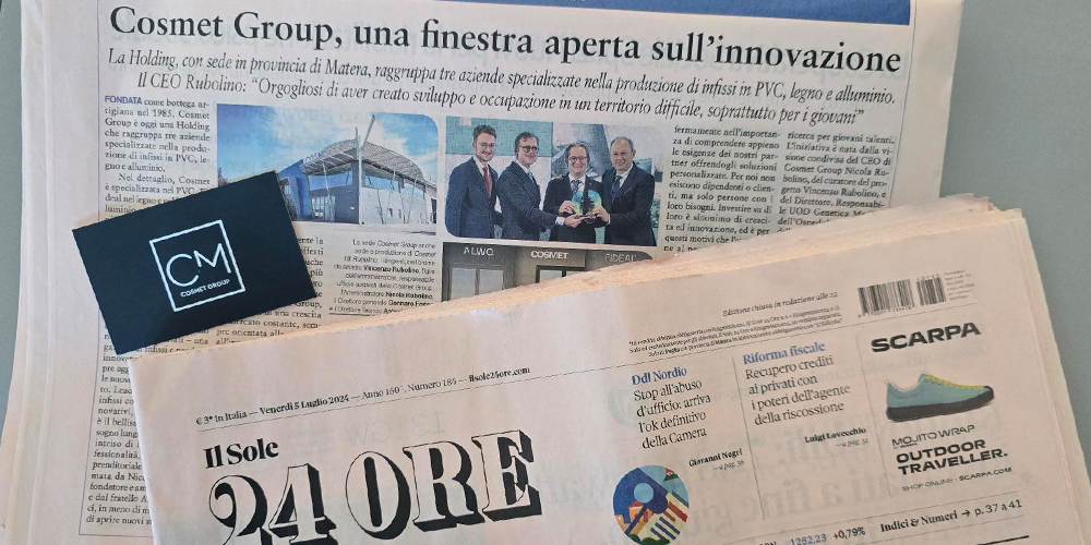 Cosmet Group, una finestra aperta sull'Innovazione  Sole24ore - dorso sud -